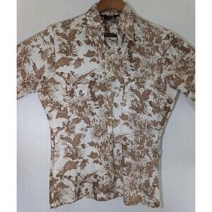 Vintage JC Penny Shirt Men's Medium 15.5 Asian Themed Tapered 70s